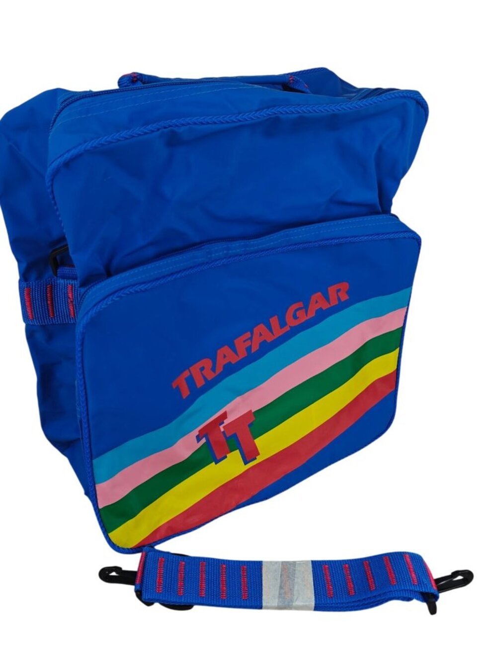Vintage Trafalgar Shoulder Bag 80's Rainbow Blue Travel School Computer